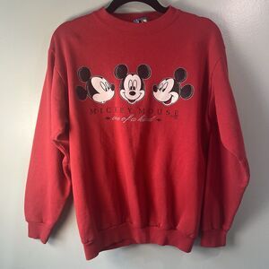 Mickey’s Stuff For Kids Red Crew Sweatshirt w mickey faces, suspect L/XL